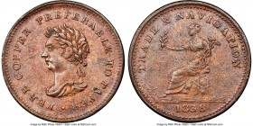 Nova Scotia. George IV "Pure Copper Preferable to Paper/Trade & Commerce" Penny Token 1838 MS64 Brown NGC, Br-967, NS-22A, Courteau-14 (R2). Plain edg...