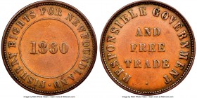 Newfoundland "Responsible Government and Free Trade - Fishery Rights" 1/2 Penny Token 1860 AU55 Brown NGC, Br-955 (R2-1/2), NF-4 (prev. NF-4A2), Court...
