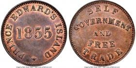 Prince Edward Island "Self Government and Free Trade" 1/2 Penny Token 1855 MS64 Brown NGC, Br-918, PE-7A1. Plain edge. Coin alignment. Thick Top Fives...