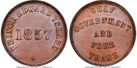 Prince Edward Island "Self Government and Free Trade" 1/2 Penny Token 1857 MS62 Brown NGC, Br-919, PE-7C1. Plain edge. Medal alignment. Large quatrefo...