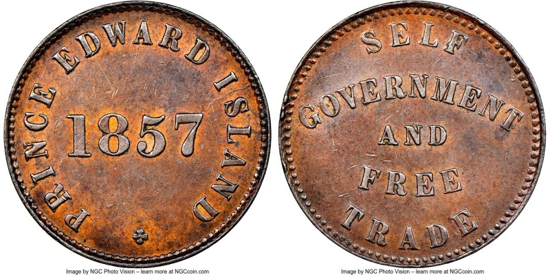 Prince Edward Island "Self Government and Free Trade" 1/2 Penny Token 1857 AU58 ...