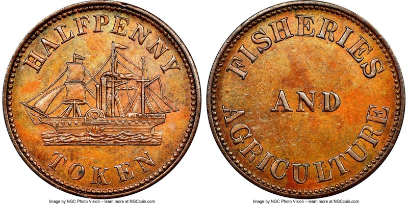 Prince Edward Island "Fisheries and Agriculture" 1/2 Penny Token ND (1858) MS62 ...