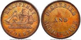 Prince Edward Island "Fisheries and Agriculture" 1/2 Penny Token ND (1858) MS62 Brown NGC, Br-921, PE-8A1. Plain edge. Medal alignment. Thick flan var...