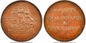 Prince Edward Island "Ships Colonies & Commerce" 1/2 Penny Token ND (1835) AU58 Brown NGC, Br-997, PE-10-13, Lees-13 (R9), Robins-29227. Plain edge. M...