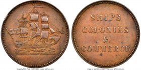 Prince Edward Island "Ships Colonies & Commerce" 1/2 Penny Token ND (1835) AU58 Brown NGC, Br-997, PE-10-14, Lees-14 (R9). Plain edge. Medal alignment...