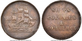 Prince Edward Island "Ships Colonies & Commerce" 1/2 Penny Token ND (1835) XF Details (Rim Damage) NGC, Br-997, PE-10-21, Lees-21 (R9). Plain edge. Me...