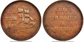 Prince Edward Island "Ships Colonies & Commerce" 1/2 Penny Token ND (1835) AU55 Brown NGC, Br-997, PE-10-22, Lees-22 (R10). Plain edge. Medal alignmen...