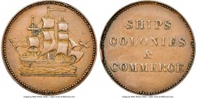 Prince Edward Island "Ships Colonies & Commerce" 1/2 Penny Token ND (1835) AU55 Brown NGC, Br-997, PE-10-24, Lees-24 (R9). Plain edge. Medal alignment...