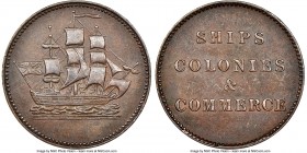 Prince Edward Island "Ships Colonies & Commerce" 1/2 Penny Token ND (1835) AU55 Brown NGC, Br-997, PE-10-33, Lees-33 (R10), Robins-29241. Single H min...