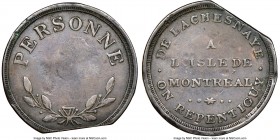 Lower Canada Clipped "Bout De L'Isle - Personne" Token ND (1808) XF Details (Damaged) NGC, Br-537 (R4-1/2), BT-8, Robins-29253. Coin alignment. Used t...