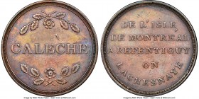Lower Canada "Bout De L'Isle - Caleche" Token ND (1808) XF40 Brown NGC, Br-538 (R4), BT-9, Robins-29254. Medal alignment. Used to pay tolls for a trip...