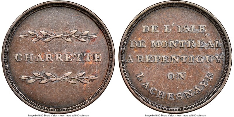 Lower Canada "Bout De L'Isle - Charrette" Token ND (1808) XF40 Brown NGC, Br-539...