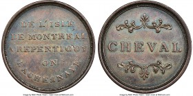 Lower Canada "Bout De L'Isle - Cheval" Token ND (1808) AU Details (Cleaned) NGC, Br-540 (R4), BT-11. Plain edge. Coin alignment. Used to pay tolls for...