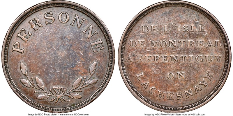 Lower Canada "Bout De L'Isle - Personne" Token ND (1808) XF40 Brown NGC, Br-541 ...