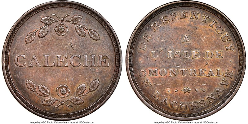 Lower Canada "Bout De L'Isle - Caleche" Token ND (1808) AU58 Brown NGC, Br-542 (...