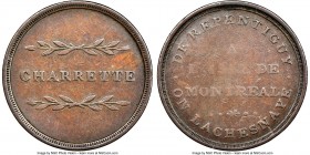 Lower Canada "Bout De L'Isle - Charrette" Token ND (1808) XF40 Brown NGC, Br-543 (R4), BT-14. Plain edge. Coin alignment. Used to pay tolls for a trip...