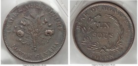 Lower Canada. Bank of Montreal "Bouquet" Sous Token ND (1835) AU55 ICCS, Br-714, LC-3A2, Courteau-4 (R4). Plain edge. Medal alignment. Variety with lo...