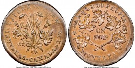 Lower Canada. Banque Du Peuple "Bouquet" Sou Token ND (1837) MS62 Brown NGC, Br-716, LC-4A2. Reeded edge. Coin alignment. Arnault/Rebellion issue. Sol...