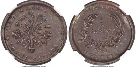 Lower Canada. City Bank "Bouquet" 1/2 Penny Token ND (1837) AU53 Brown NGC, Br-673 (R5), LC-7 var. (Extremely Rare; stated as plain edge), Courteau-2 ...
