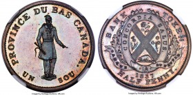 Lower Canada. Banque Du Peuple Proof "Habitant" 1/2 Penny Token 1837 PR62 Brown NGC, Br-522, LC-8C2. "V" lower than "I" variety. We note that "LC-8C2"...