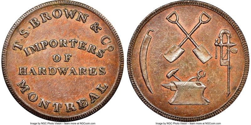 Lower Canada "T.S. Brown & Co." Token ND (1832) MS62 Brown NGC, Br-561, LC-15A1....