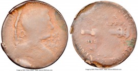 "Machine Stop" Blacksmith copper 1/2 Penny Token ND VG08 Brown NGC, BL-42, Wood-25, Courteau-22, Robins-29364. Plain edge. Coin alignment. Very scarce...