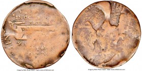 "Peck's Patent Tin Machines" Blacksmith copper 1/2 Penny Token ND VG10 Brown NGC, BL-45, Wood-28, Courteau-25, Robins-29366. Plain edge. 90-degree ali...