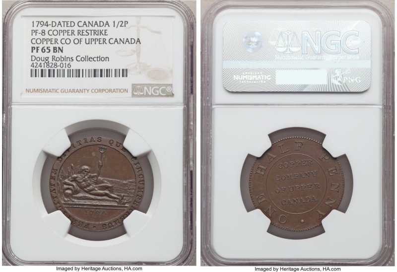 Copper Co. of Upper Canada copper Proof Restrike 1/2 Penny Token 1794-Dated PR65...