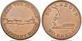Upper Canada "Speed the Plough" 1/2 Penny Token ND (1830) MS62 Brown NGC, Br-1010, UC-4A1. Plain edge. Coin Alignment. "NO LABOUR NO BREAD". Short Thr...
