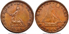 Upper Canada "Commercial Change/Sloop" 1/2 Penny Token 1815 XF40 Brown NGC, Br-726 (R2), UC-8A1, Robins-29476. Reeded edge. Medal alignment. "Sloop" t...