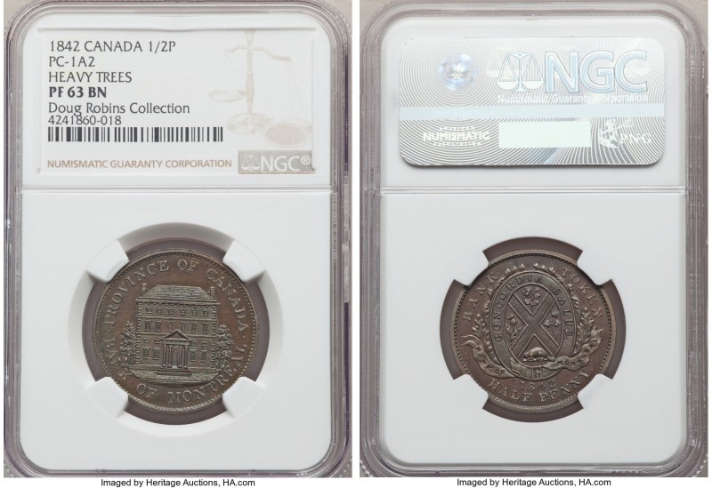 Province of Canada. Bank of Montreal Proof "Front View" 1/2 Penny Token 1842 PR6...