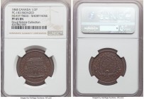 Province of Canada. Bank of Montreal bronzed Proof "Front View" 1/2 Penny Token 1844 PR65 Brown NGC, Br-527, PC-1B3. Heavy Trees, Short Nose variety. ...