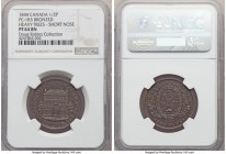 Province of Canada. Bank of Montreal bronzed Proof "Front View" 1/2 Penny Token 1844 PR64 Brown NGC, Br-527, PC-1B3. Heavy Trees, Short Nose variety. ...