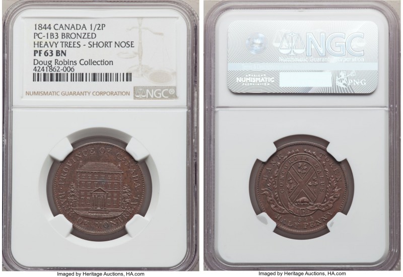 Province of Canada. Bank of Montreal bronzed Proof "Front View" 1/2 Penny Token ...