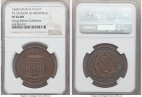 Province of Canada. Bank of Montreal Proof "Front View" Penny Token 1842 PR64 Brown NGC, Br-526, PC-2B. Dressed in a subtle variegated pattern of toni...