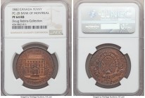 Province of Canada. Bank of Montreal Proof "Front View" Penny Token 1842 PR64 Red and Brown NGC, Br-526, PC-2B. Lightly toned and more red than brown,...