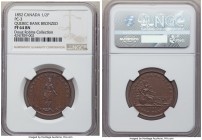 Province of Canada. Quebec Bank bronzed Proof "Habitant" 1/2 Penny Token 1852 PR64 Brown NGC, KM-Tn20a (Proof, Rare), Br-529, PC-3, Robins-29529. Plai...