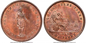 Province of Canada. Quebec Bank "Habitant" Penny Token 1852 MS65 Red and Brown NGC, Br-528, PC-4. Plain edge. Medal alignment. From the Doug Robins Co...