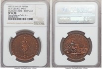 Province of Canada. Quebec Bank bronzed Specimen "Habitant" Penny Token 1852 SP62 Red and Brown NGC, Br-528, PC-4. Heaton Strike. Uniformly lightly to...