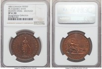 Province of Canada. Quebec Bank bronzed Specimen "Habitant" Penny Token 1852 SP61 Red and Brown NGC, Br-528, PC-4. Heaton Strike. From the Doug Robins...