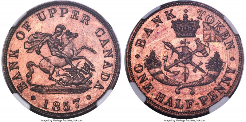 Province of Canada. Bank of Upper Canada Specimen "St. George" 1/2 Penny Token 1...