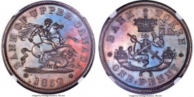 Province of Canada. Bank of Upper Canada Proof "St. George" Penny Token 1852 PR65 Brown NGC, Royal mint, KM-Tn3, Br-719, PC-6B2. Large 2 variety. A tr...
