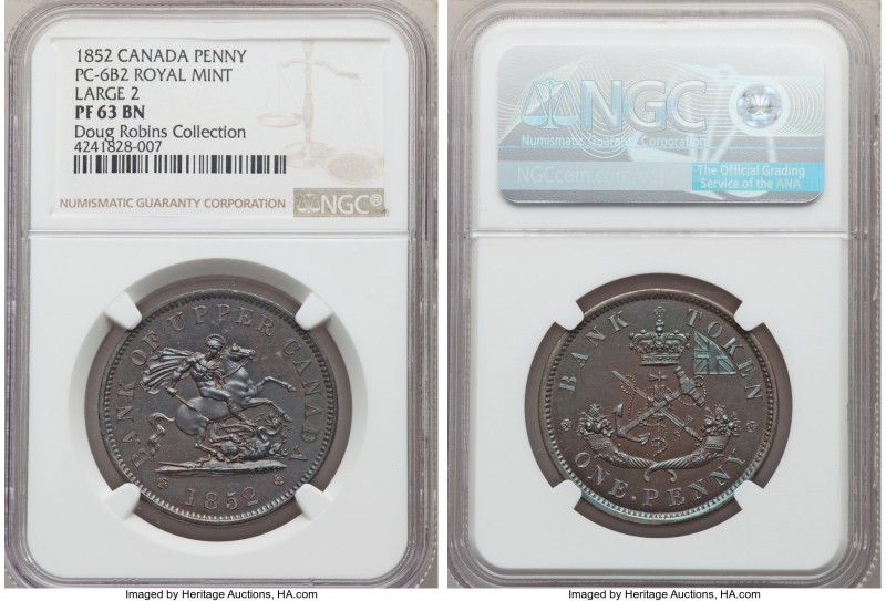 Province of Canada. Bank of Upper Canada Proof "St. George" Penny Token 1852 PR6...