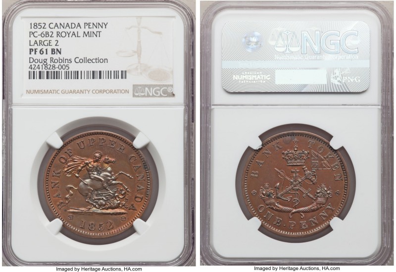 Province of Canada. Bank of Upper Canada Proof "St. George" Penny Token 1852 PR6...