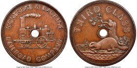 Province of Canada "Montreal & Lachine Railroad Company" Third Class Ticket (Token) ND (1847) AU55 Brown NGC, Br-530 (R2-1/2), TR-3, Robins-29534 var....