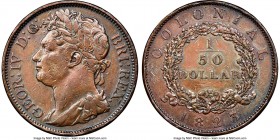 British Colony. George IV copper Pattern 1/50 Dollar 1823 AU Details (Reverse Damage) NGC, KM-Pn5, Br-861 (R5), PF-2, Prid-15. Rather well-struck desp...