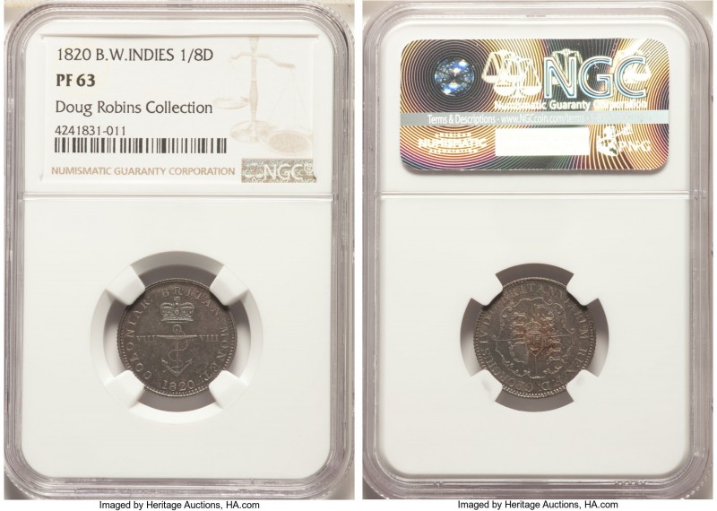 British Colony. George IV Proof "Anchor Money" 1/8 Dollar 1820 PR63 NGC, KM2. A ...
