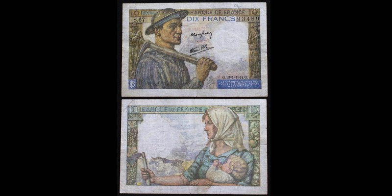 Banque de France
10 Francs Mineur, 13.1.1944
Ref : F. 8/10
VF