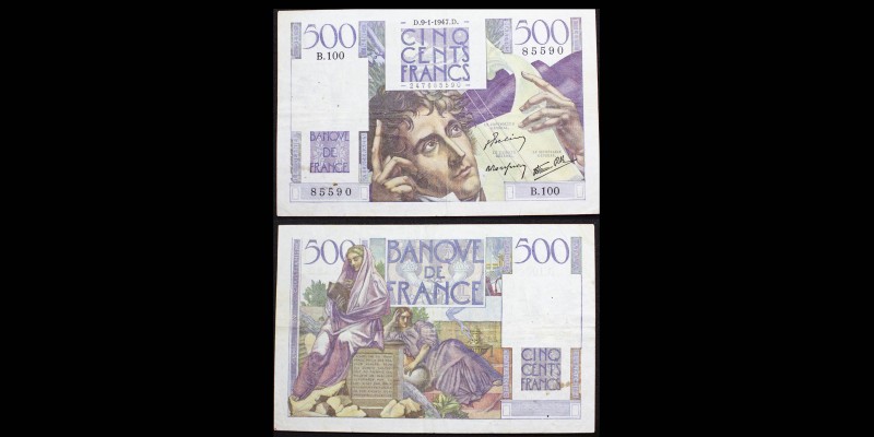 Banque de France
500 Francs, Chateaubriand, 9.1.1947
Ref : F. 34/7
VF
