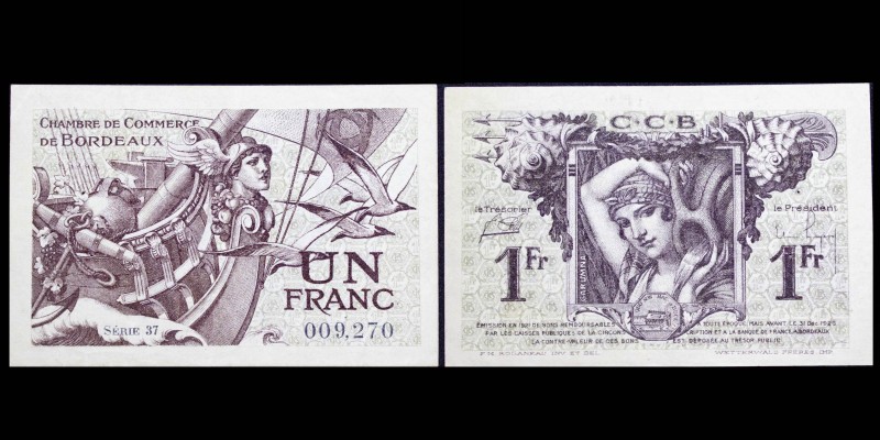 Chambre de Commerce de Bordeaux 
1 Franc, 1921
UNC
